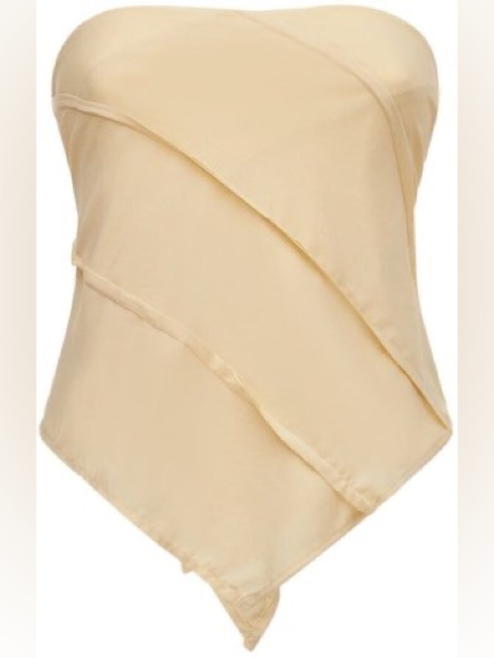 SAMI MIRO VINTAGE Neutral Beige Strapless Draped Top